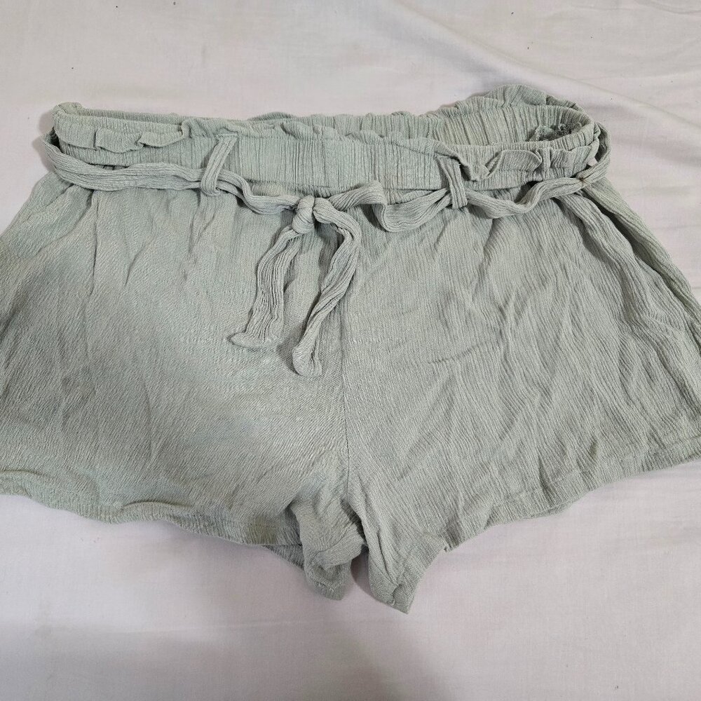 Light Green Knit Mini Shorts